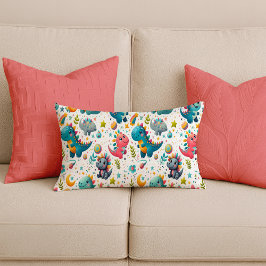 Süßes Baby-Dinosaurier Teal-Kinderzimmer Stützkiss Lendenkissen