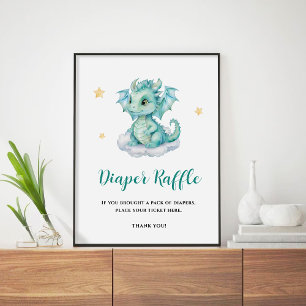 Süßes Baby-Drachen-Windel-Raffle Poster