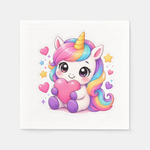 Süßes Baby-Einhorn-Herz-Aufkleber Serviette