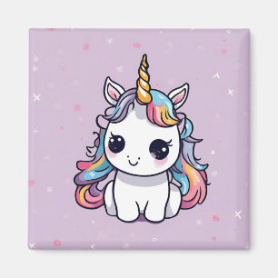 Süßes Baby-Einhorn Regenbogenmähne Lavendelsterne Magnet