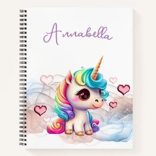 Süßes Baby-Einhorn und Herzen Notizbuch