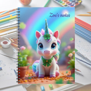 Süßes Baby-Einhorn und Regenbogen, Mädchen Notizblock