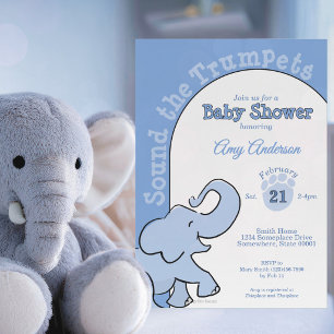 Süßes Baby-Elefant Blau Baby-Party Einladung