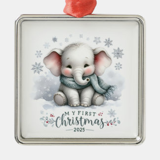 SÜSSES BABY-ELEFANT FÜR MEIN ERSTES WEIHNACHTSFEST ORNAMENT AUS METALL