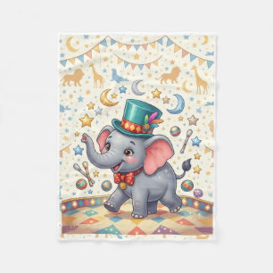 Süßes Baby-Elefant im Zirkushut-Fleece-Decke Fleecedecke