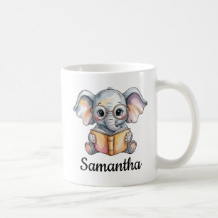 Süßes Baby-Elefant liest ein Buch Custom Kaffeetasse