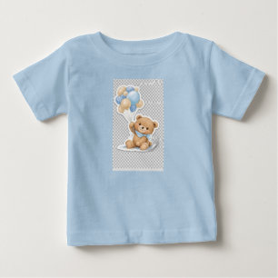 Süßes Baby-Elefant mit blauen Ballons Baby-Party Baby T-shirt