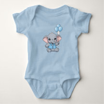 Süßes Baby-Elefant mit blauen Ballons Baby Shower