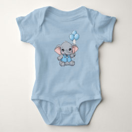 Süßes Baby-Elefant mit blauen Ballons Baby Shower Strampler
