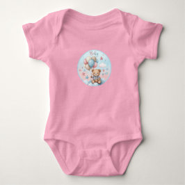 Süßes Baby-Elefant mit blauen Ballons Baby Shower Strampler
