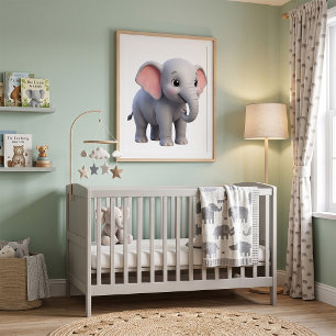 Süßes Baby-Elefanten-Kinderzimmer-Cartoon Poster