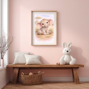 Süßes Baby-Elefanten-Kinderzimmer für Kinder Poster