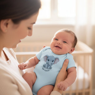 Süßes Baby-Elefanten-Personalisiertes-Namen-Baby-B Baby Strampler