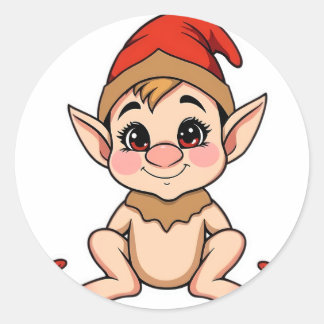 Süßes Baby-Elf-Sticker / Cartoon-Weihnachten  Runder Aufkleber