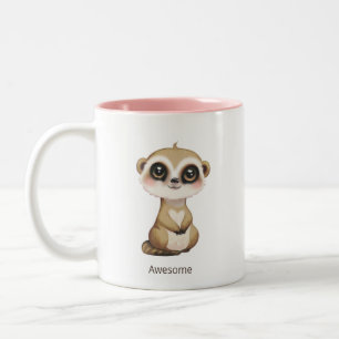 Süßes Baby-Erdmännchen und personalisierter Text Zweifarbige Tasse