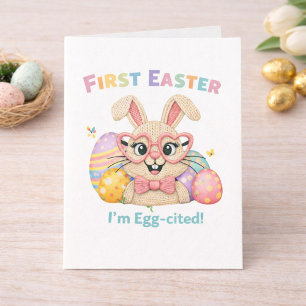 Süßes Baby erstes Ostern Ei-aufgeregtes Kaninchen Karte