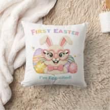 Süßes Baby erstes Ostern Ei-aufgeregtes Kaninchen