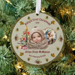 Süßes Baby erstes Weihnachten anpassbare Cardstock Ornament Karte