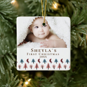 Süßes Baby erstes Weihnachtsfoto Keramikornament