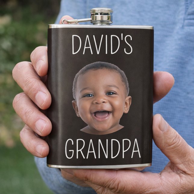 Süßes Baby-Foto Opa-Geschenk Flachmann (Personalized Grandpa Flask with Photo | Custom Grandfather Gift)