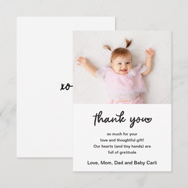 Süßes Baby-Foto-Skript Danke (Vorne/Hinten)