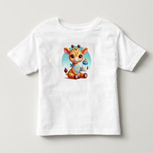 Süßes Baby-Giraffe mit einer Flasche Kleinkind T-shirt
