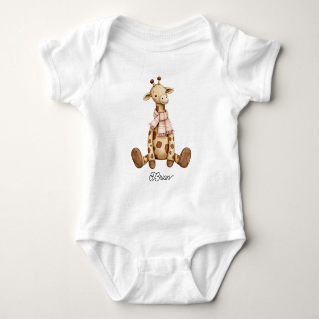 Süßes Baby-Giraffe mit Schal Baby Strampler (Vorderseite)