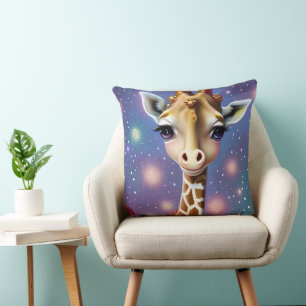 Süßes Baby-Giraffe mit Stechpalme und Glitter Kissen