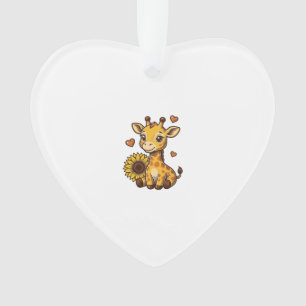 Süßes Baby-Giraffen-Sonnenblumen-Vintage-Stickerei Ornament