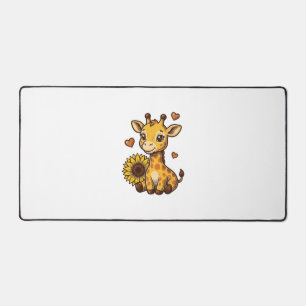 Süßes Baby-Giraffen-Sonnenblumen-Vintage-Stickerei Schreibtischunterlage