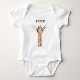 Süßes Baby-Giraffen-Tier Wasserfarbe Dschungel Baby Strampler