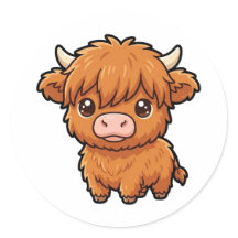 Süßes Baby Highland-Kuh Classic Sticker