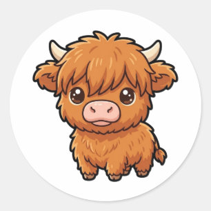 Süßes Baby Highland-Kuh Classic Sticker