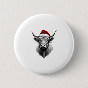 Süßes Baby Highland-Kuh Weihnachten Santa-Geschenk Button