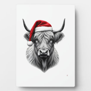 Süßes Baby Highland Kuh Weihnachten Santa Geschenk Fotoplatte