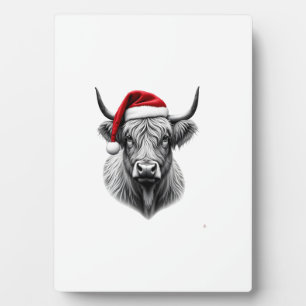 Süßes Baby Highland Kuh Weihnachten Santa Geschenk Fotoplatte