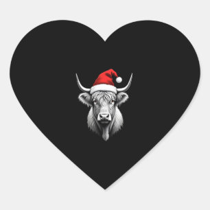 Süßes Baby Highland Kuh Weihnachten Santa Geschenk Herz-Aufkleber
