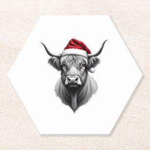 Süßes Baby Highland Kuh Weihnachten Santa Geschenk Untersetzer