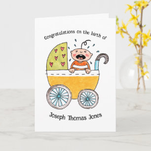 Süßes Baby im Kinderwagen Herzlichen Glückwunsch z Karte