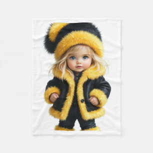 Süßes Baby im Winterfell-Outfit Fließdecke Fleecedecke