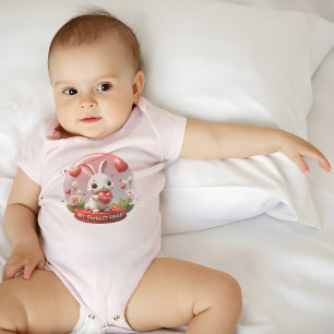 Süßes Baby-Kaninchen Valentinsherz Baby-Body Baby Strampler