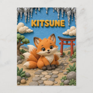 Süßes Baby Kitsune, Mythisch Postkarte