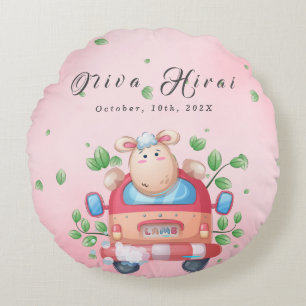 Süßes Baby Lamm Baby Shower Rundes Kissen