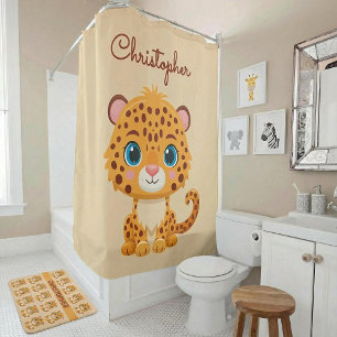 Süßes Baby-Leopard-Safari-Tier für Kinder Duschvorhang