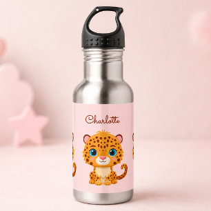 Süßes Baby-Leopard-Safari-Tier Kinder Edelstahlflasche