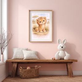 Süßes Baby-Löwen-Kinderzimmer für Kinder Poster