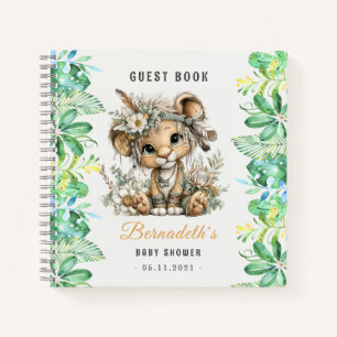 Süßes Baby Löwenkönig Wildes Babyshower-Gästebuch Notizbuch