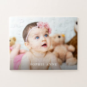 Süßes Baby-Mädchen-Foto Geburtstags-Monogramm Puzzle
