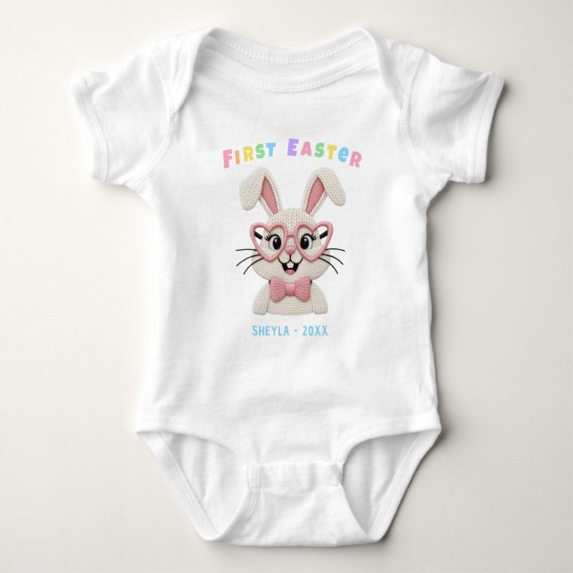 Süßes Baby Mädchen Junge Erstes Ostern Hase Strampler (Vorderseite)