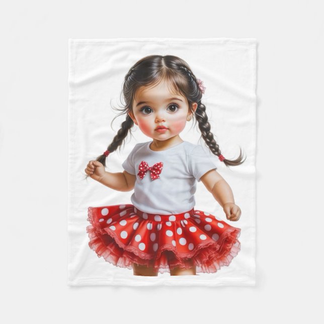 Süßes Baby-Mädchen Polka-Punkt Sherpa Fleecedecke (Vorderseite)